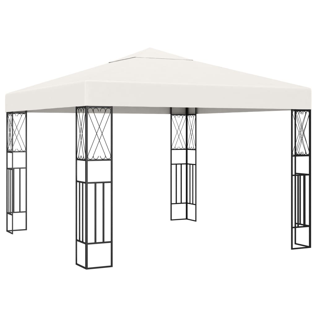 vidaXL Gazebo with LED String Lights 3x3 m Cream Fabric