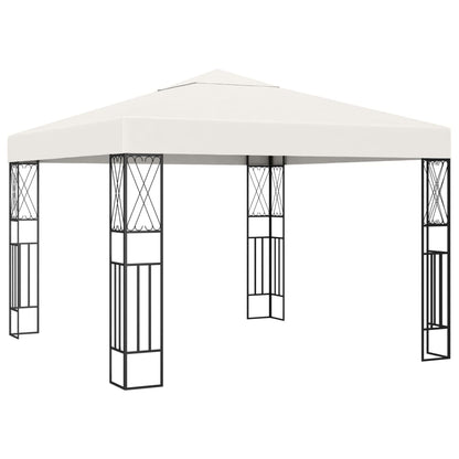vidaXL Gazebo with LED String Lights 3x3 m Cream Fabric