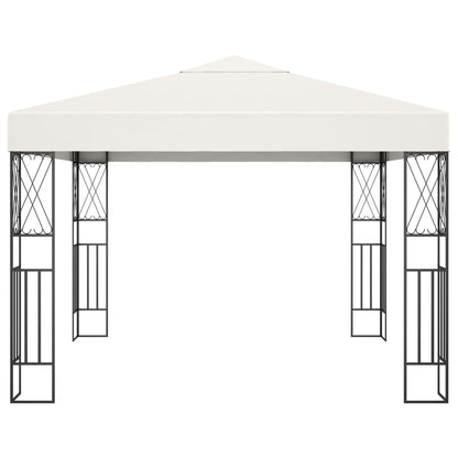 vidaXL Gazebo with LED String Lights 3x3 m Cream Fabric