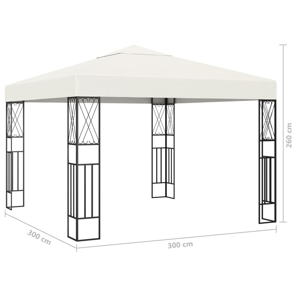 vidaXL Gazebo with LED String Lights 3x3 m Cream Fabric