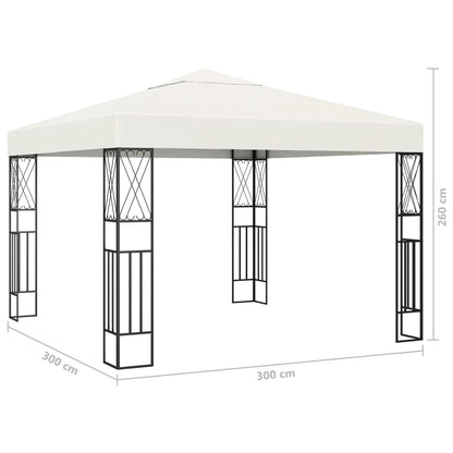 vidaXL Gazebo with LED String Lights 3x3 m Cream Fabric