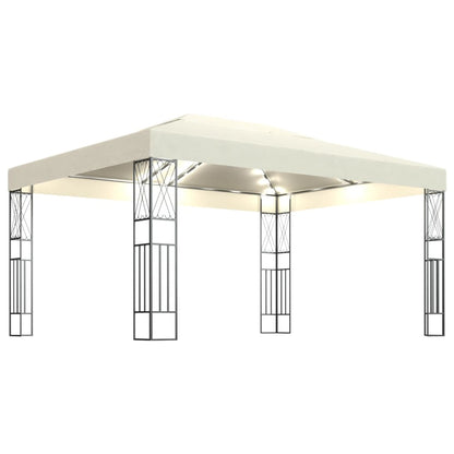 3070328 vidaXL Gazebo with LED String Lights 3x4 m Cream Fabric (48007+315536)