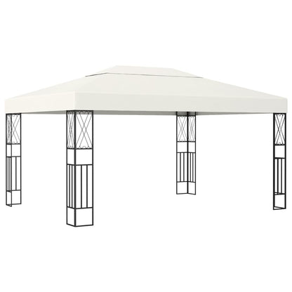 vidaXL Gazebo with LED String Lights 3x4 m Cream Fabric
