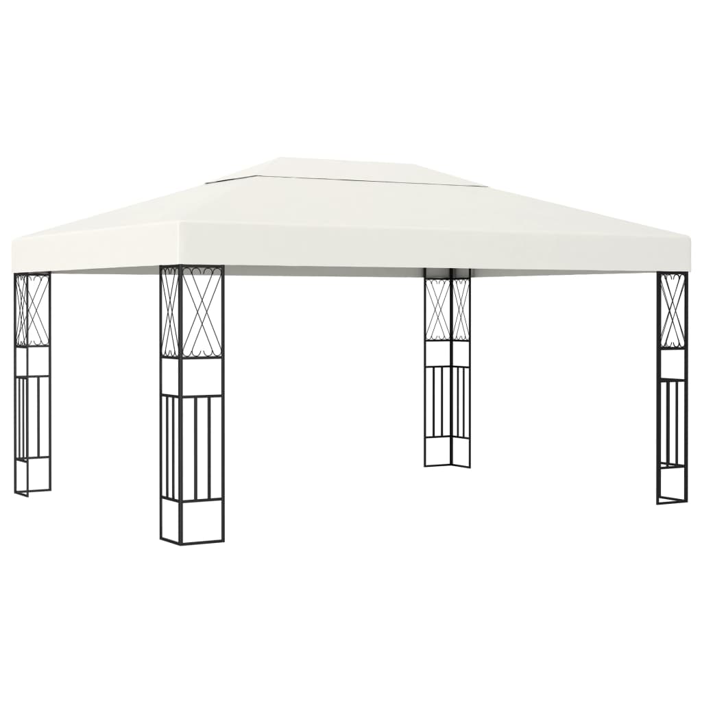 3070328 vidaXL Gazebo with LED String Lights 3x4 m Cream Fabric (48007+315536)