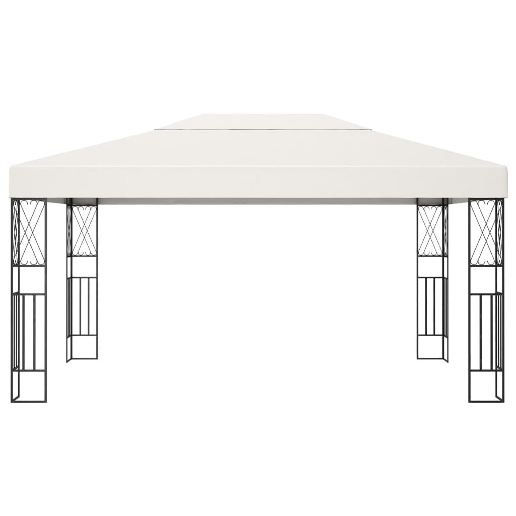 vidaXL Gazebo with LED String Lights 3x4 m Cream Fabric