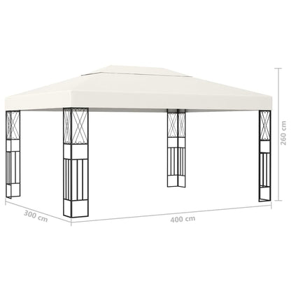 3070328 vidaXL Gazebo with LED String Lights 3x4 m Cream Fabric (48007+315536)