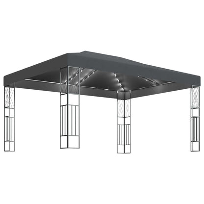 3070329 vidaXL Gazebo with LED String Lights 3x4 m Anthracite Fabric (48008+315536)