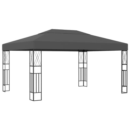 3070329 vidaXL Gazebo with LED String Lights 3x4 m Anthracite Fabric (48008+315536)
