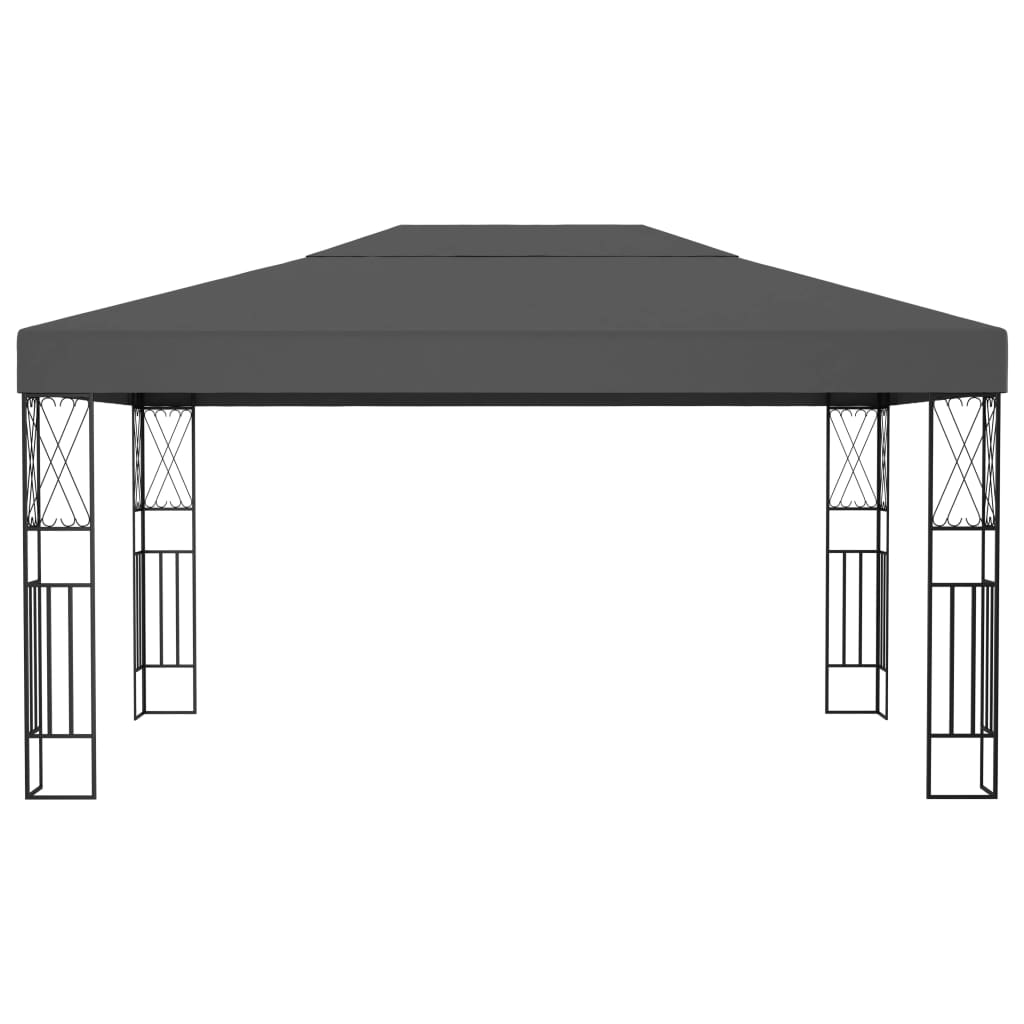 3070329 vidaXL Gazebo with LED String Lights 3x4 m Anthracite Fabric (48008+315536)