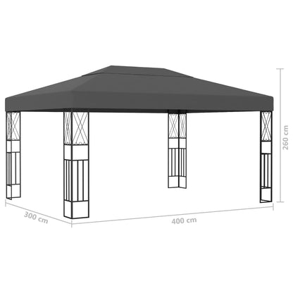 3070329 vidaXL Gazebo with LED String Lights 3x4 m Anthracite Fabric (48008+315536)