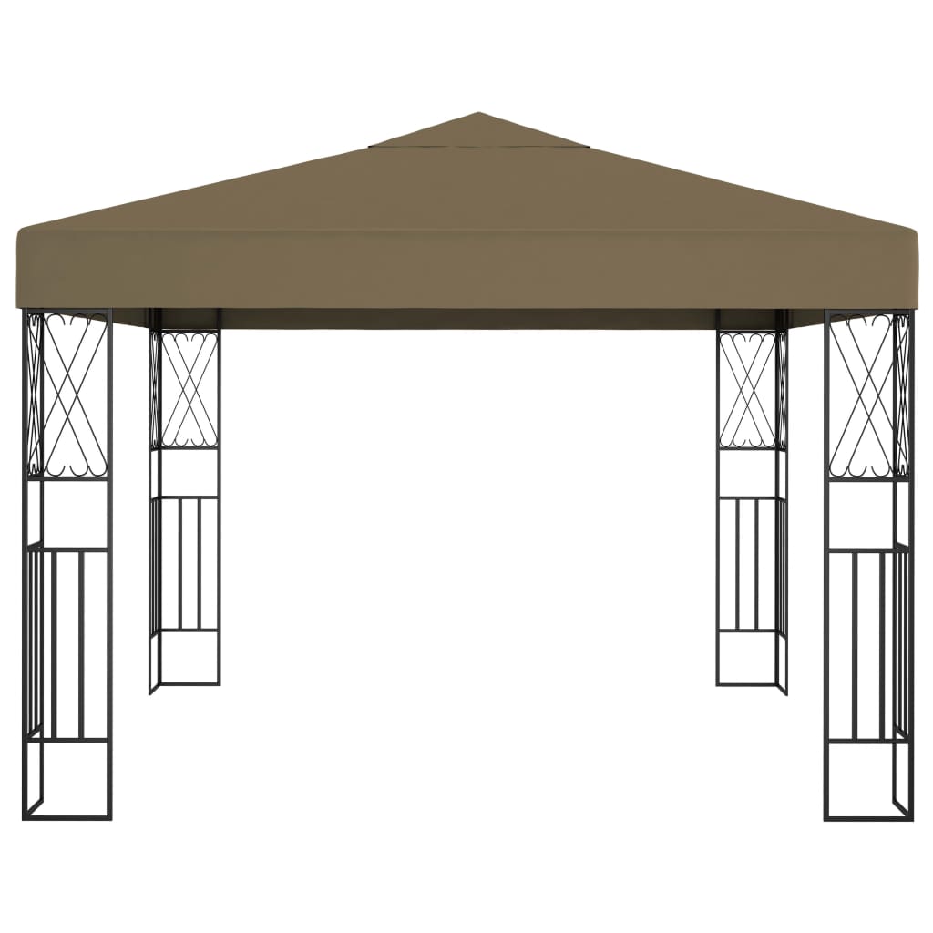 3070330 vidaXL Gazebo with LED String Lights 3x3 m Taupe Fabric (312269+315536)