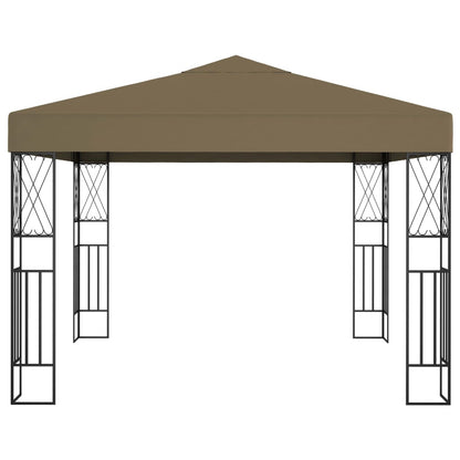 3070330 vidaXL Gazebo with LED String Lights 3x3 m Taupe Fabric (312269+315536)