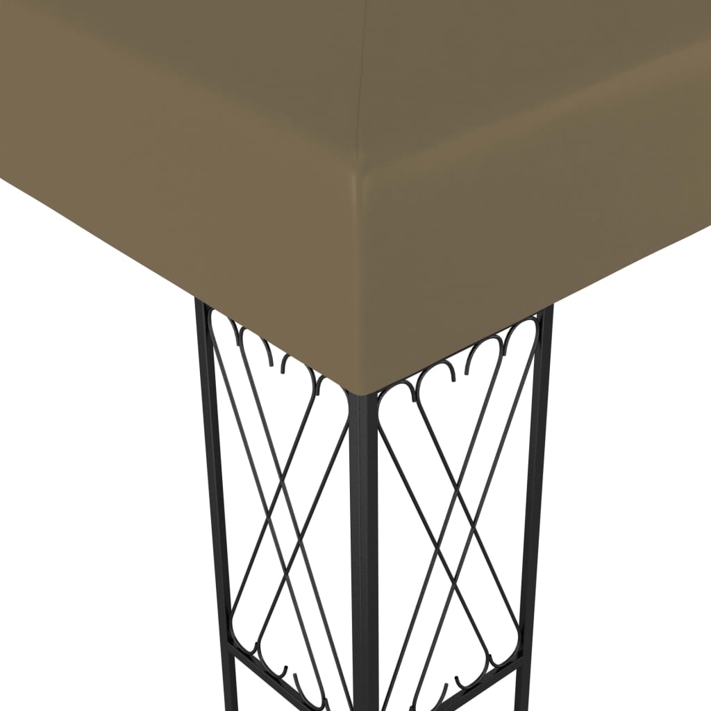 3070330 vidaXL Gazebo with LED String Lights 3x3 m Taupe Fabric (312269+315536)