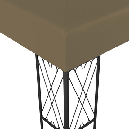 3070330 vidaXL Gazebo with LED String Lights 3x3 m Taupe Fabric (312269+315536)