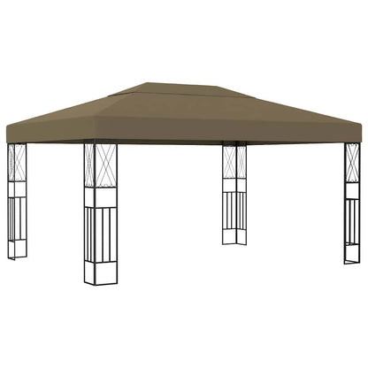 vidaXL Gazebo with LED String Lights 3x4 m Taupe Fabric