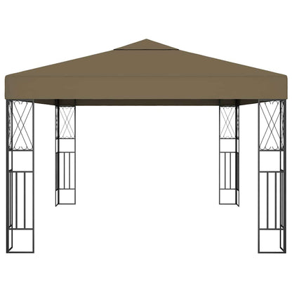 vidaXL Gazebo with LED String Lights 3x4 m Taupe Fabric