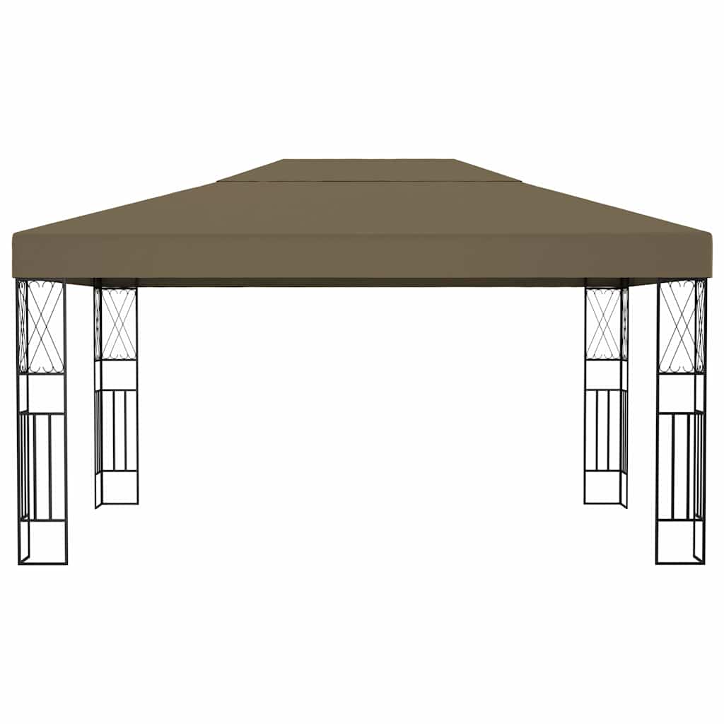 vidaXL Gazebo with LED String Lights 3x4 m Taupe Fabric