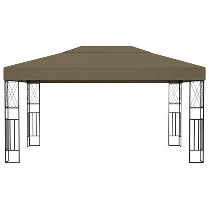 vidaXL Gazebo with LED String Lights 3x4 m Taupe Fabric