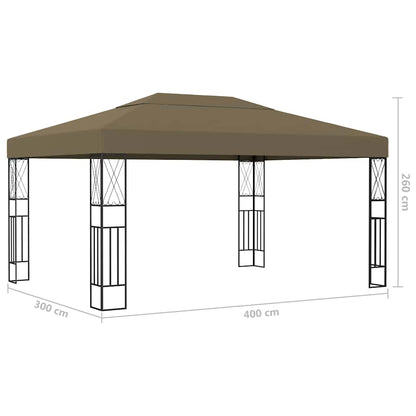 vidaXL Gazebo with LED String Lights 3x4 m Taupe Fabric