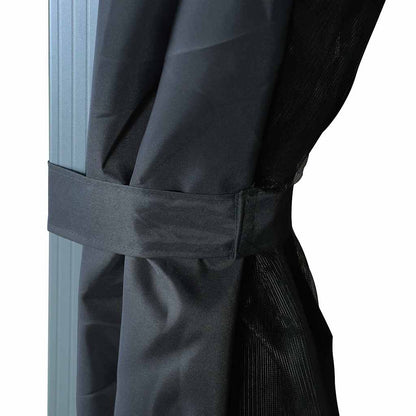 vidaXL Gazebo with Curtain&LED String Lights 3x3m Anthracite Aluminium