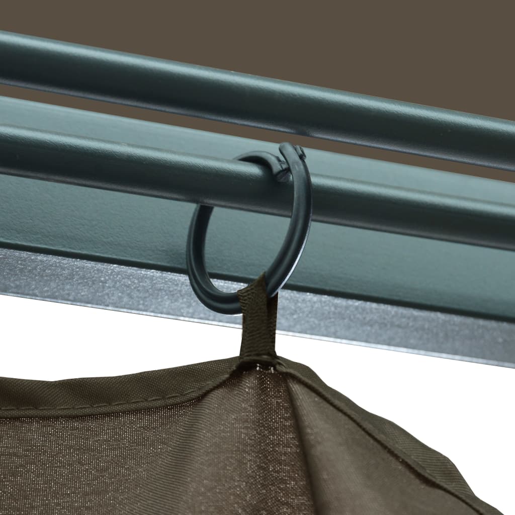vidaXL Gazebo with Curtain&LED String Lights 3x3 m Taupe Aluminium