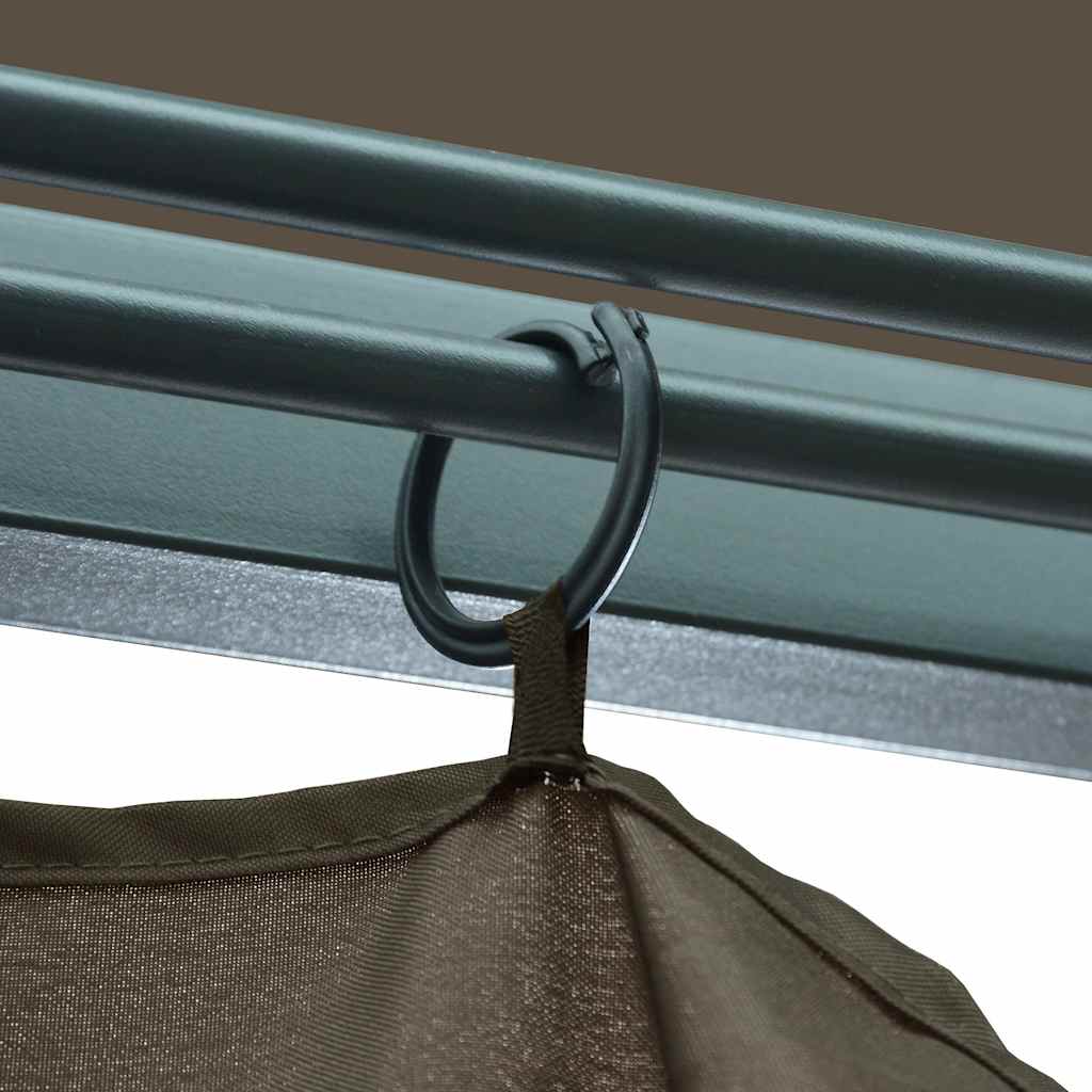 vidaXL Gazebo with Curtain&LED String Lights 3x3 m Taupe Aluminium