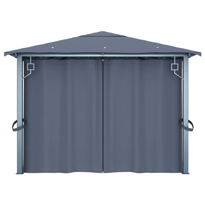 3070336 vidaXL Gazebo with Curtain&LED String Lights 4x3 m Anthracite Aluminium (48045+315536)