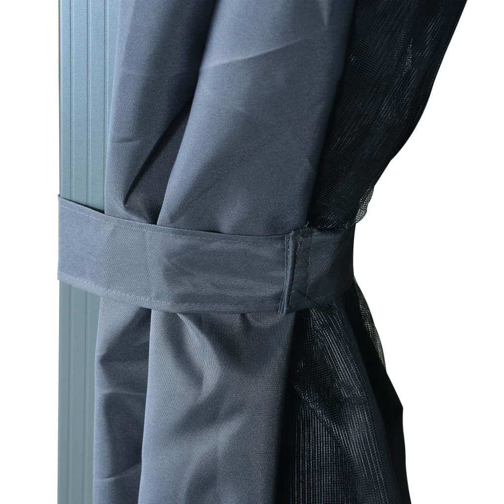 3070336 vidaXL Gazebo with Curtain&LED String Lights 4x3 m Anthracite Aluminium (48045+315536)