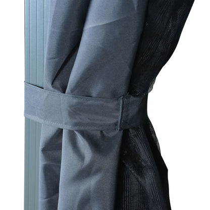 3070336 vidaXL Gazebo with Curtain&LED String Lights 4x3 m Anthracite Aluminium (48045+315536)