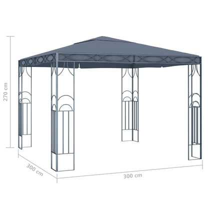 vidaXL Gazebo with LED String Lights 300x300 cm Anthracite