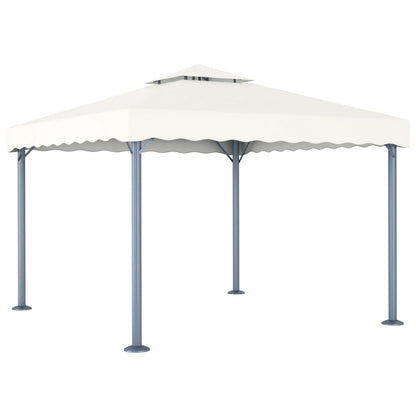 3070342 vidaXL Gazebo with LED String Lights 300x300 cm Cream Aluminium (48058+315536)