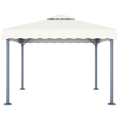 vidaXL Gazebo with LED String Lights 300x300 cm Cream Aluminium