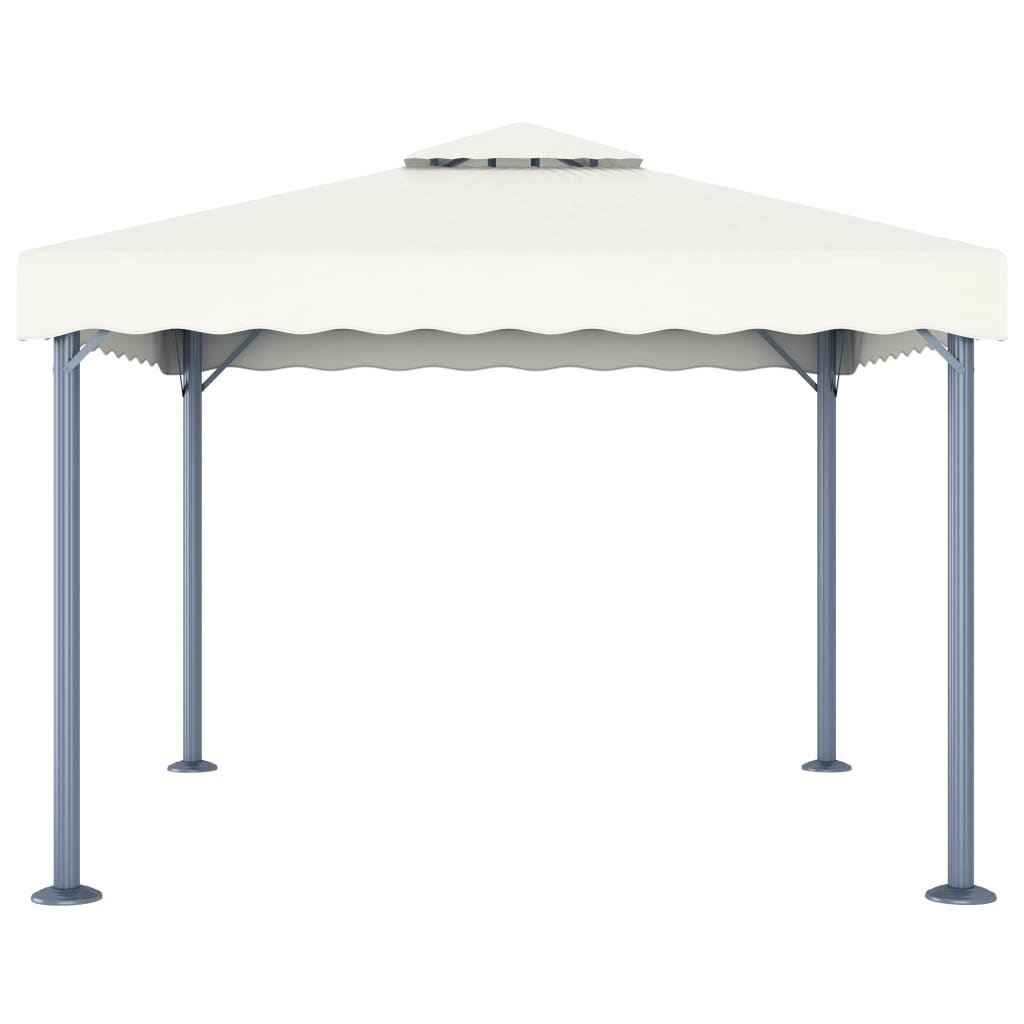 3070342 vidaXL Gazebo with LED String Lights 300x300 cm Cream Aluminium (48058+315536)