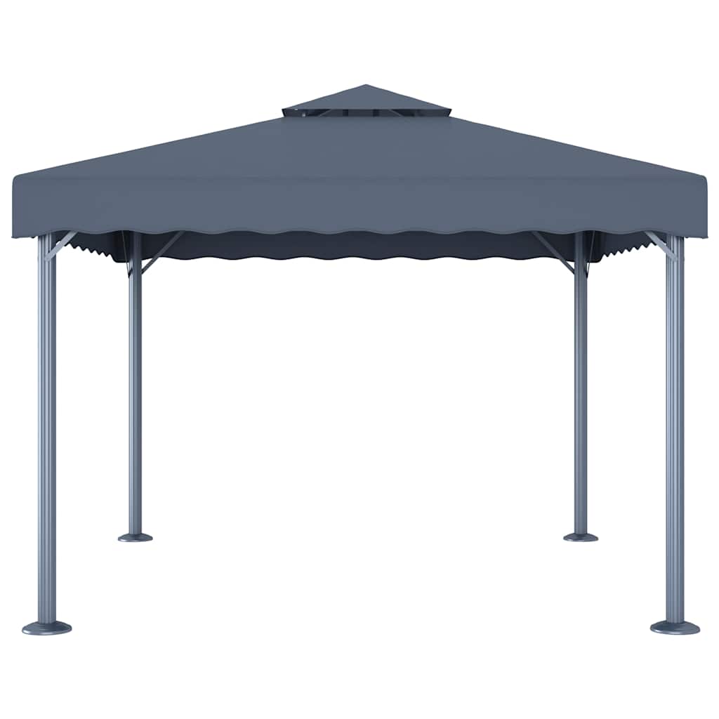 vidaXL Gazebo with LED String Lights 300x300 cm Anthracite Aluminium
