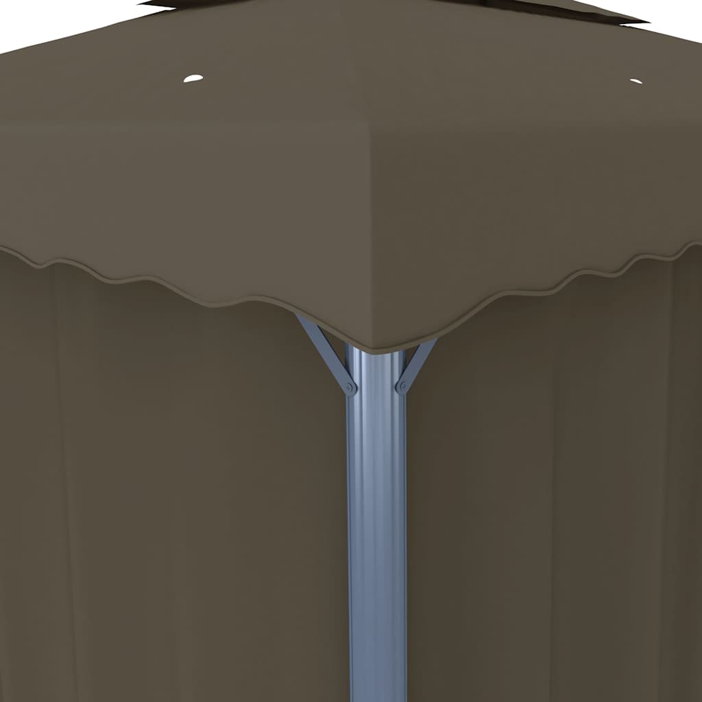 vidaXL Gazebo with Curtain&LED String Lights 3x3 m Taupe