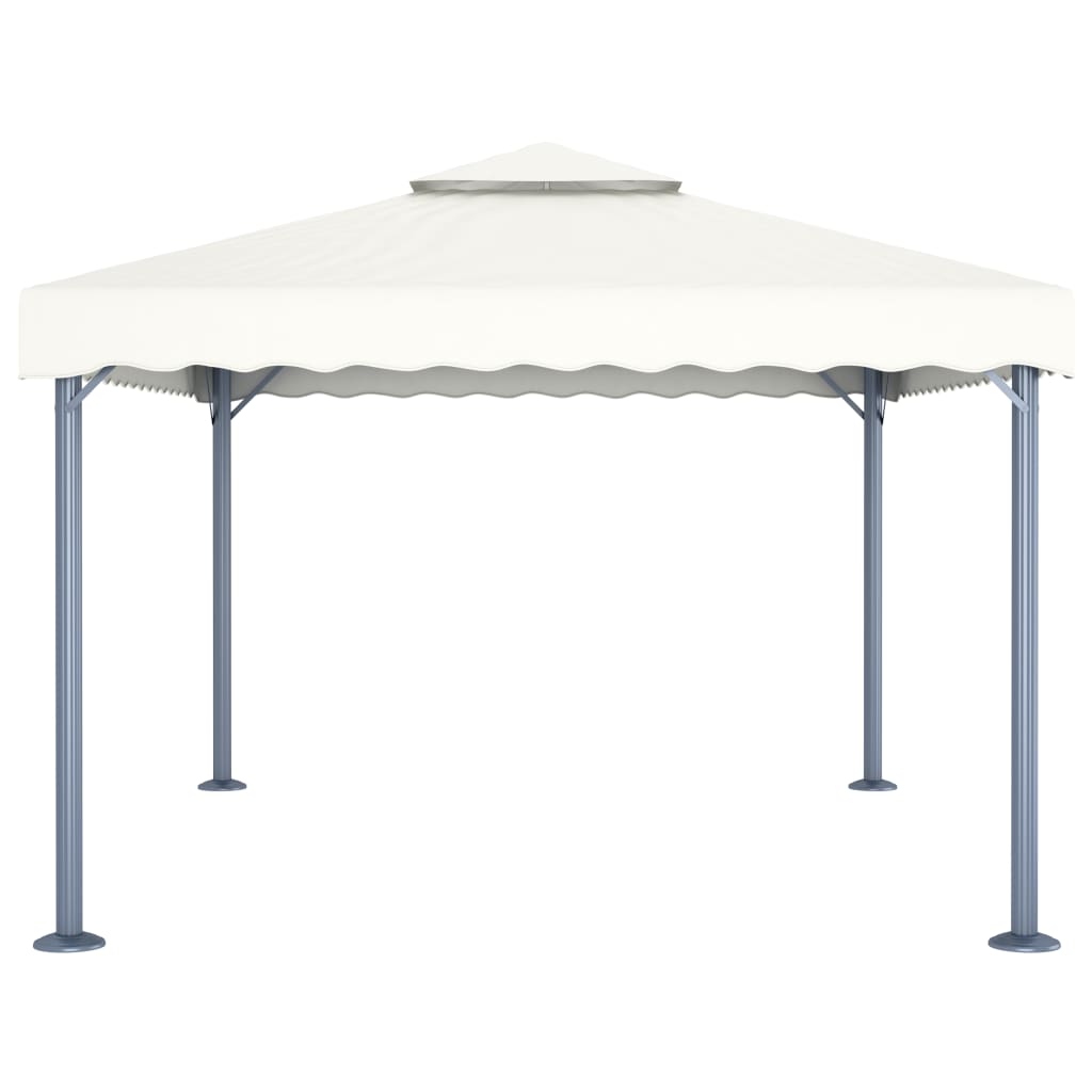 vidaXL Gazebo with LED String Lights 400x300 cm Cream Aluminium