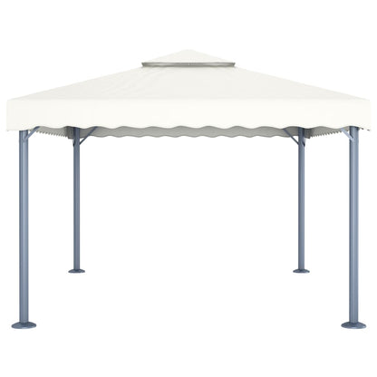 vidaXL Gazebo with LED String Lights 400x300 cm Cream Aluminium