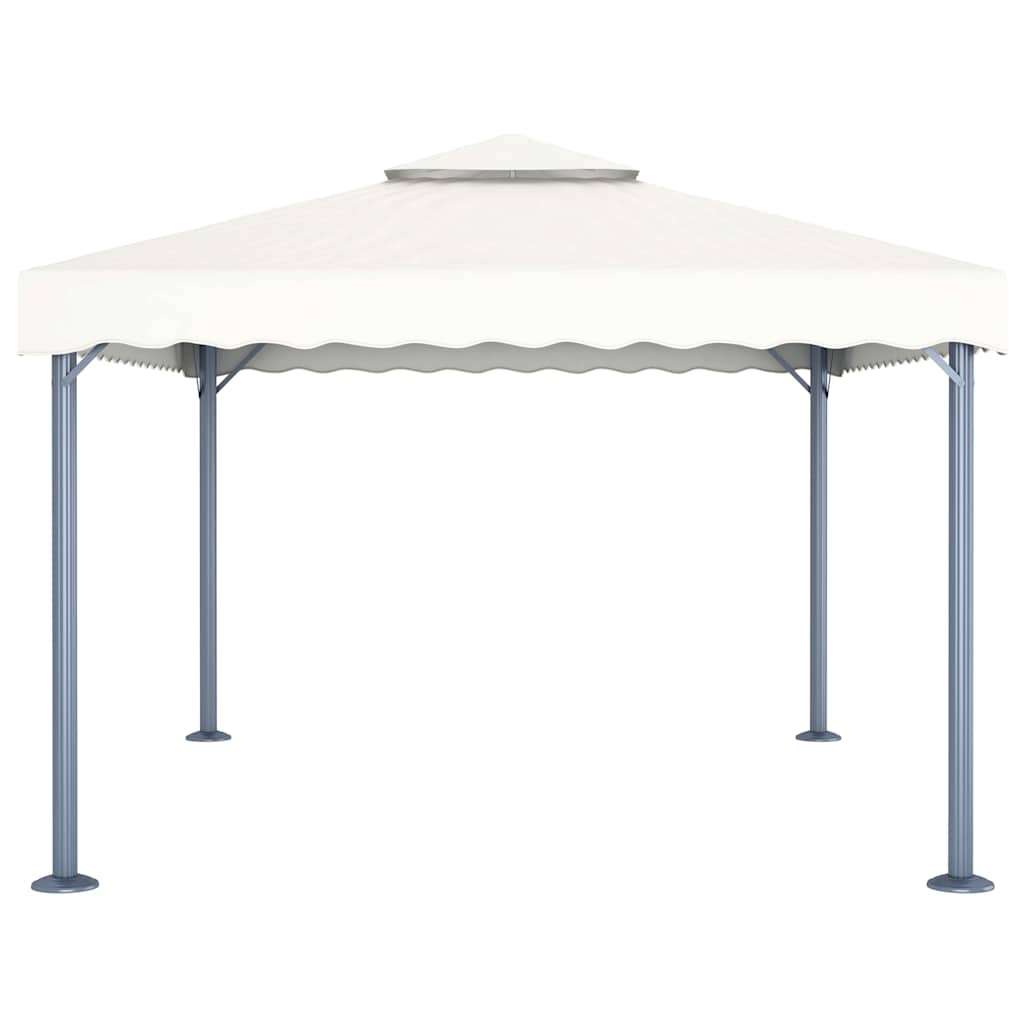 vidaXL Gazebo with LED String Lights 400x300 cm Cream Aluminium