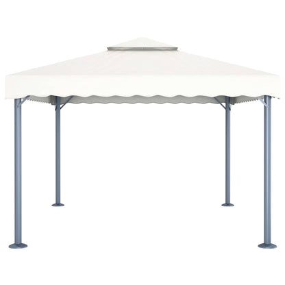 vidaXL Gazebo with LED String Lights 400x300 cm Cream Aluminium