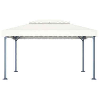 vidaXL Gazebo with LED String Lights 400x300 cm Cream Aluminium