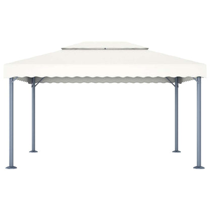 vidaXL Gazebo with LED String Lights 400x300 cm Cream Aluminium