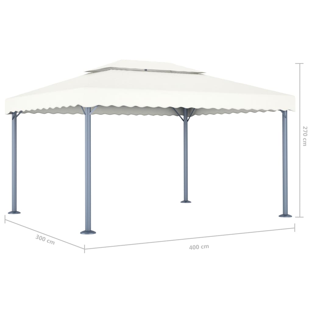 vidaXL Gazebo with LED String Lights 400x300 cm Cream Aluminium