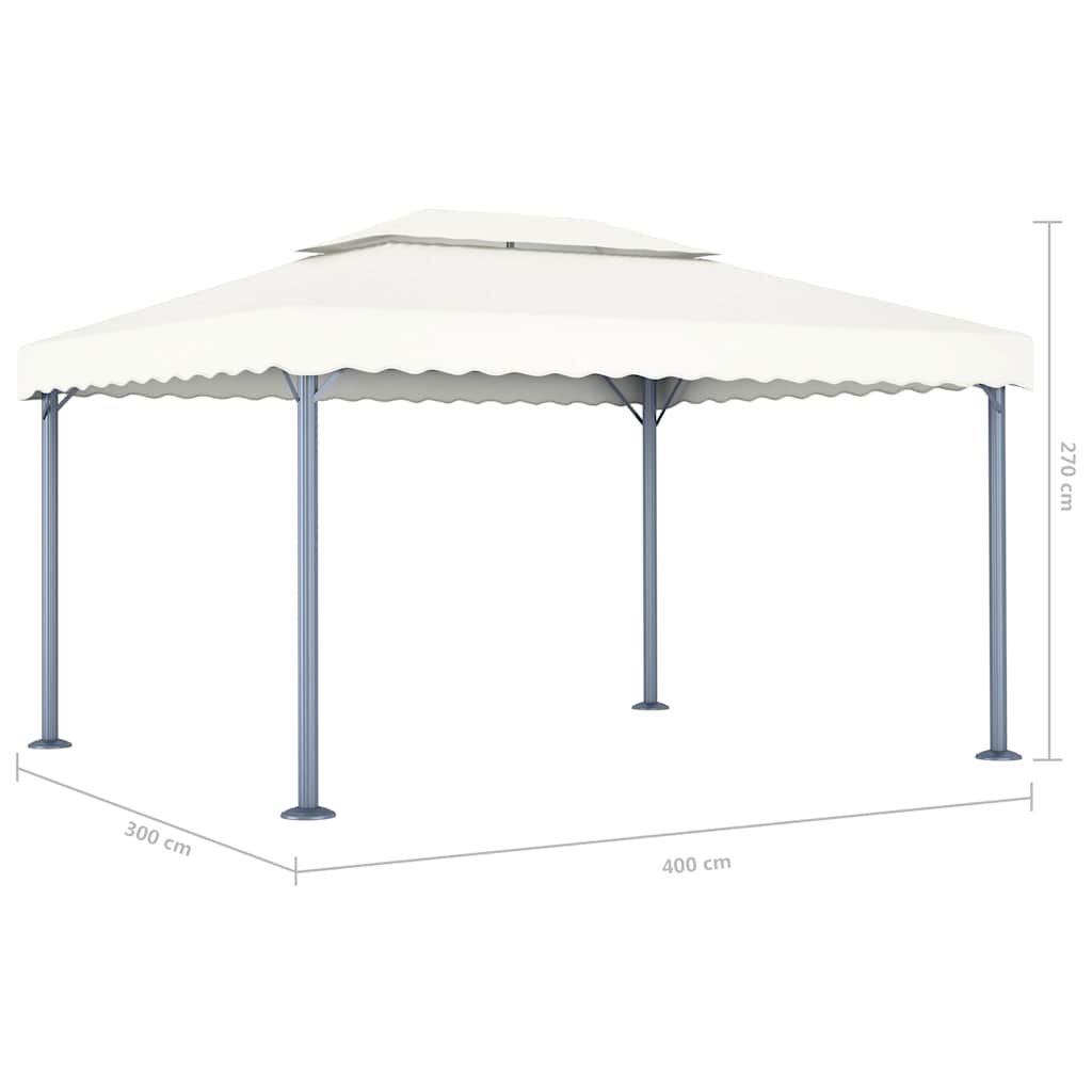 vidaXL Gazebo with LED String Lights 400x300 cm Cream Aluminium