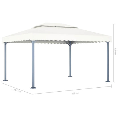 vidaXL Gazebo with LED String Lights 400x300 cm Cream Aluminium