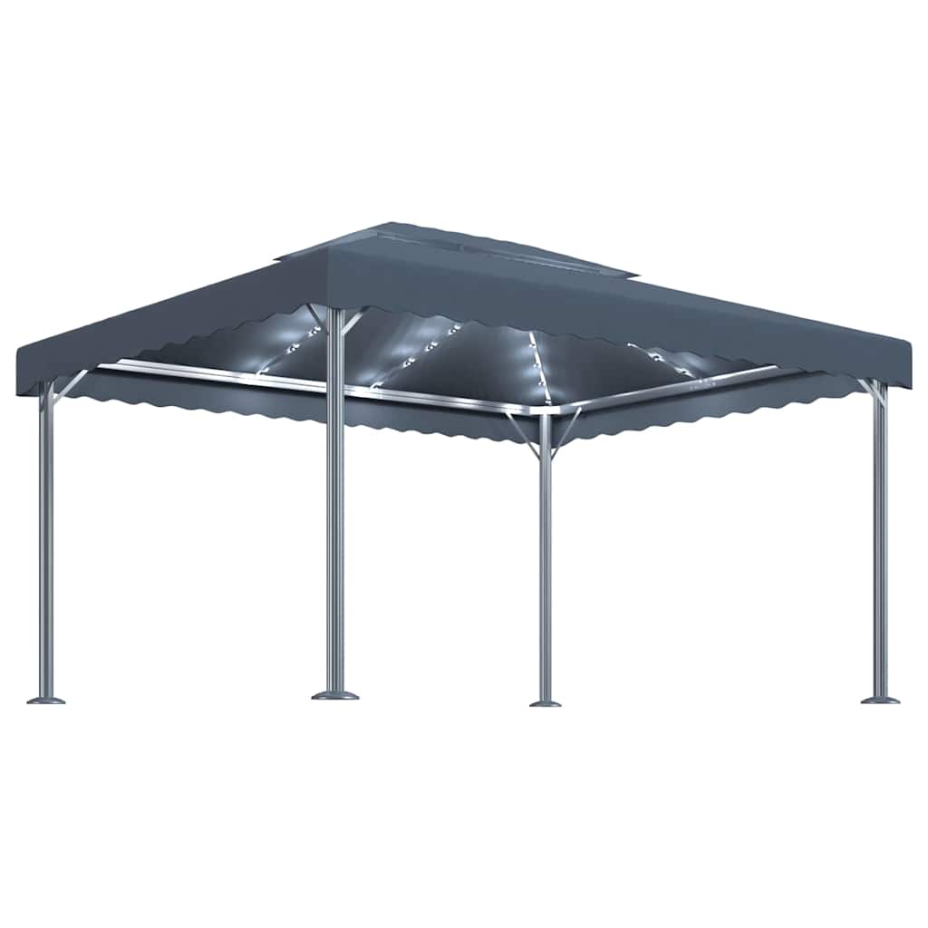 vidaXL Gazebo with LED String Lights 400x300 cm Anthracite Aluminium