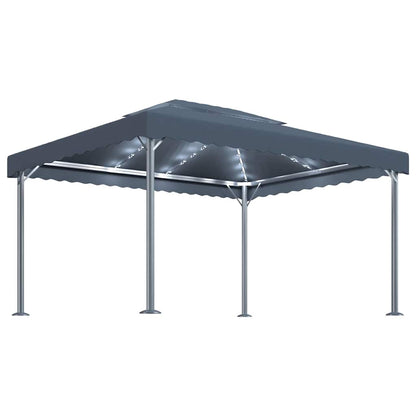 vidaXL Gazebo with LED String Lights 400x300 cm Anthracite Aluminium