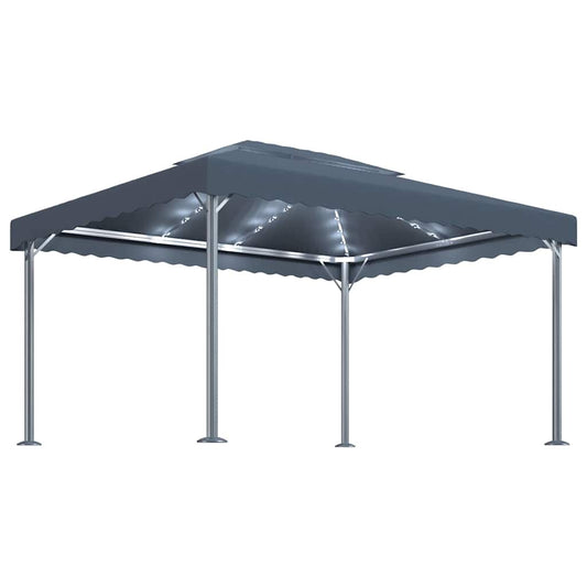 vidaXL Gazebo with LED String Lights 400x300 cm Anthracite Aluminium