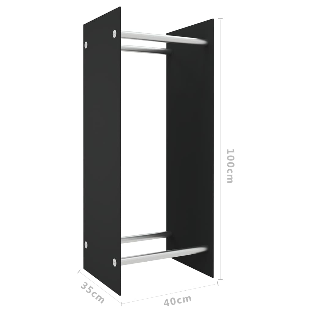 vidaXL Firewood Rack Black 40x35x100 cm Tempered Glass