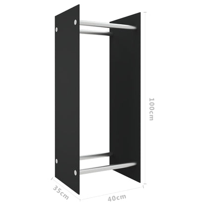 vidaXL Firewood Rack Black 40x35x100 cm Tempered Glass