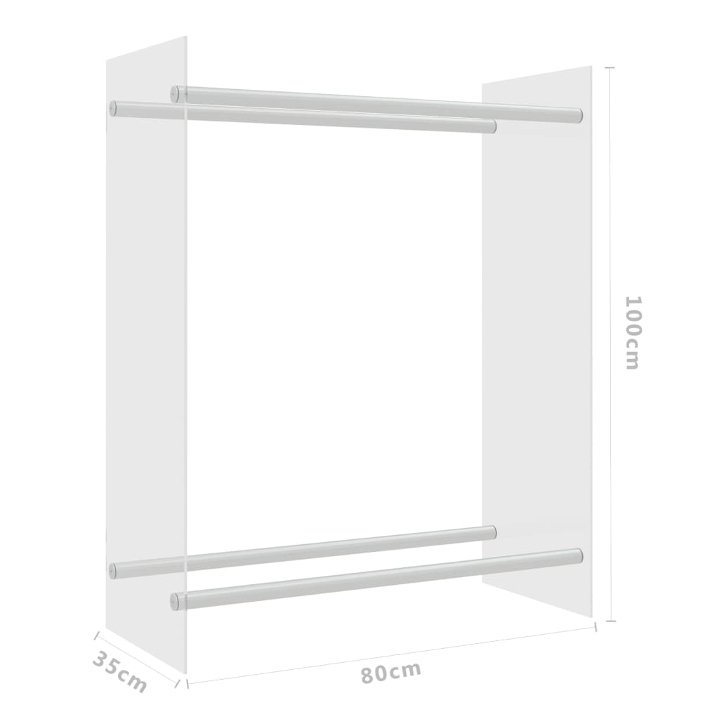 vidaXL Firewood Rack Transparent 80x35x100 cm Tempered Glass